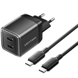 Vention Cargador de Pared GaN 45W con 2x USB-C y Cable USB-C